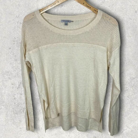 Toad and Co Merino Wool Tencel Knit Sweater Cream Jacinta Crew Neck Size Large L - Picture 2 of 11